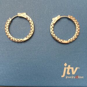 White Cubic Zirconia Rhodium over Hoop earrings
